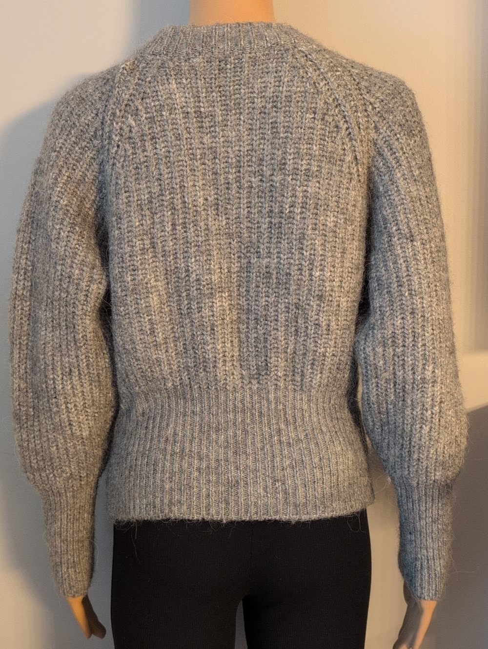Zara Gray Alpaca Wool Textured Ribbed Knit Button Front Cardigan SZ L - Picture 11 of 16